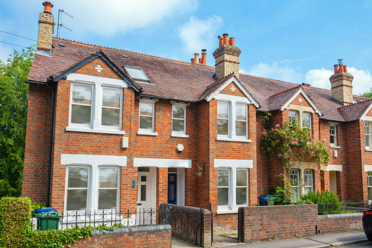 timber sash windows on a house front